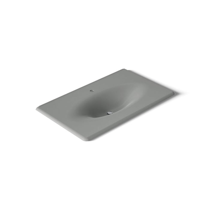 KOHLER K-3051-1 Iron/Impressions 37" Enameled cast iron vanity top with integrated oval sink, basalt - view 3