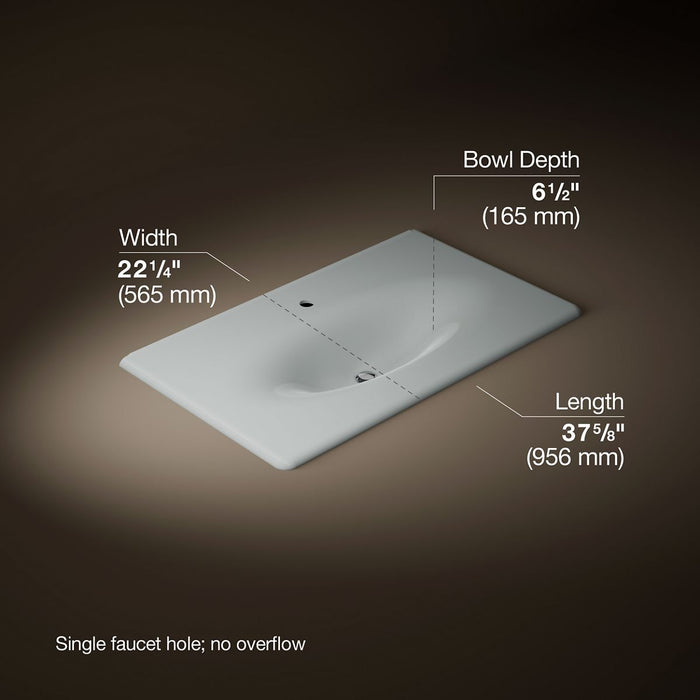KOHLER K-3051-1 Iron/Impressions 37" Enameled cast iron vanity top with integrated oval sink