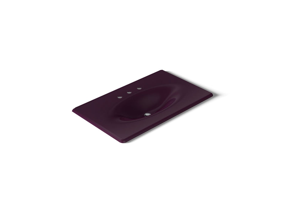 KOHLER K-3051-8 Iron/Impressions 37" Enameled cast iron vanity top with integrated oval sink, black plum