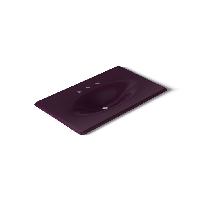 KOHLER K-3051-8 Iron/Impressions 37" Enameled cast iron vanity top with integrated oval sink, black plum - view 3