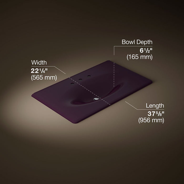 KOHLER K-3051-8 Iron/Impressions 37" Enameled cast iron vanity top with integrated oval sink, black plum - view 4