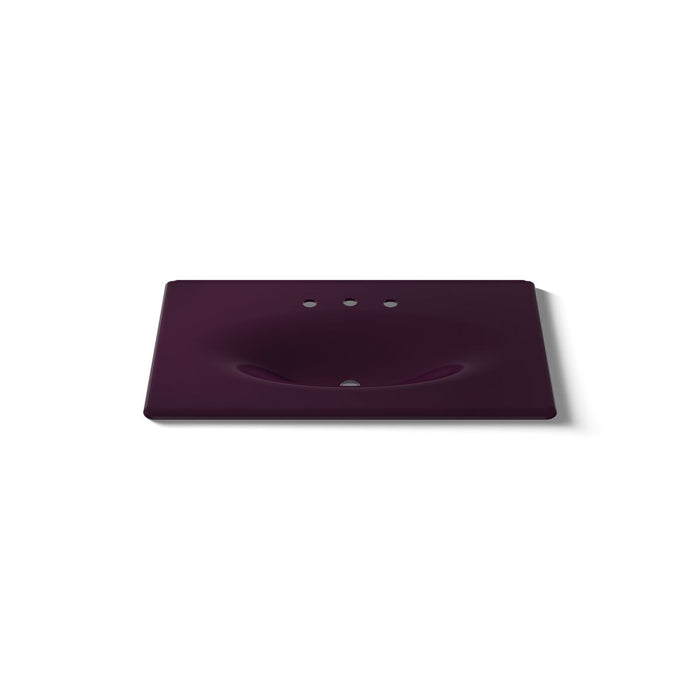 KOHLER K-3051-8 Iron/Impressions 37" Enameled cast iron vanity top with integrated oval sink, black plum - view 5