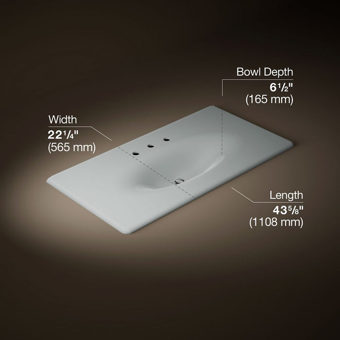 KOHLER K-3052-8 Iron/Impressions 43" Enameled cast iron vanity top with integrated oval sink