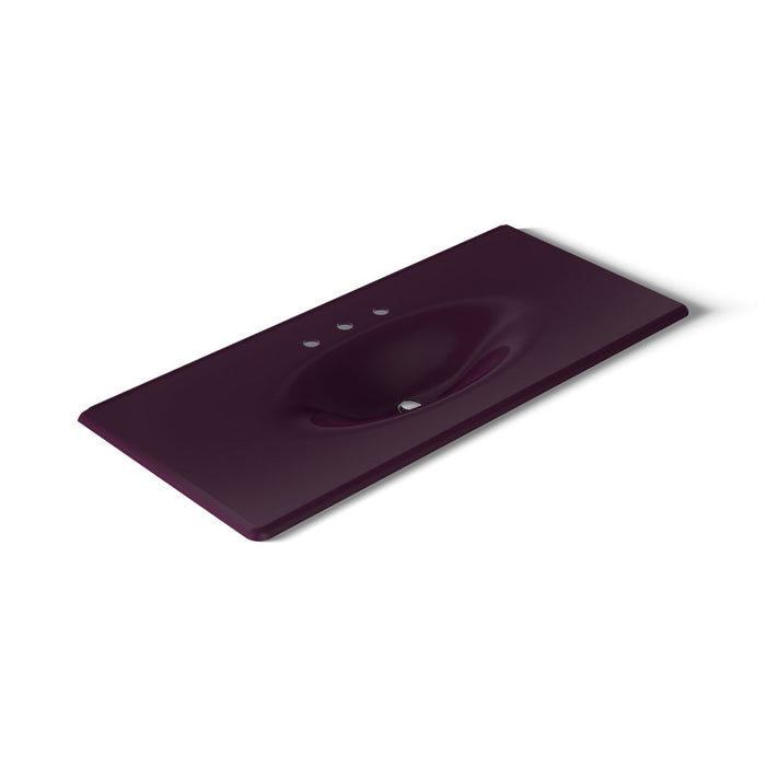KOHLER K-3053-8 Iron/Impressions 49" Enameled cast iron vanity top with integrated oval sink, black plum - view 3