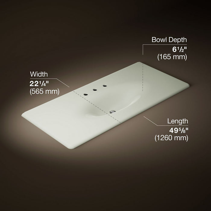 KOHLER K-3053-8 Iron/Impressions 49" Enameled cast iron vanity top with integrated oval sink, dune - view 4