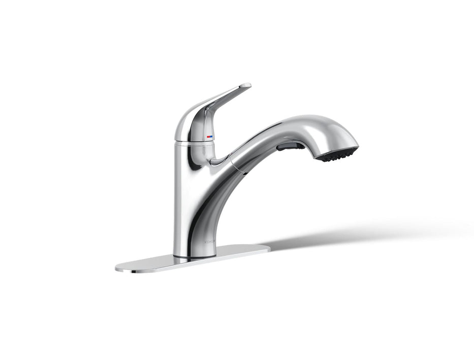 KOHLER K-30612 Jolt Pull-out kitchen sink faucet with two-function sprayhead, polished chrome