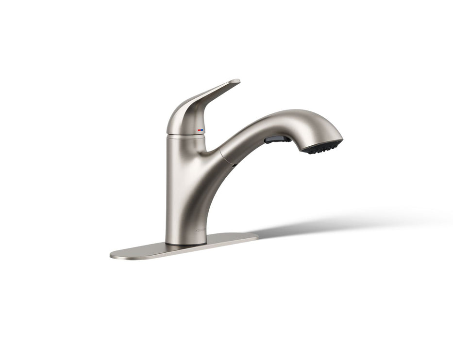 KOHLER K-30612 Jolt Pull-out kitchen sink faucet with two-function sprayhead, vibrant stainless