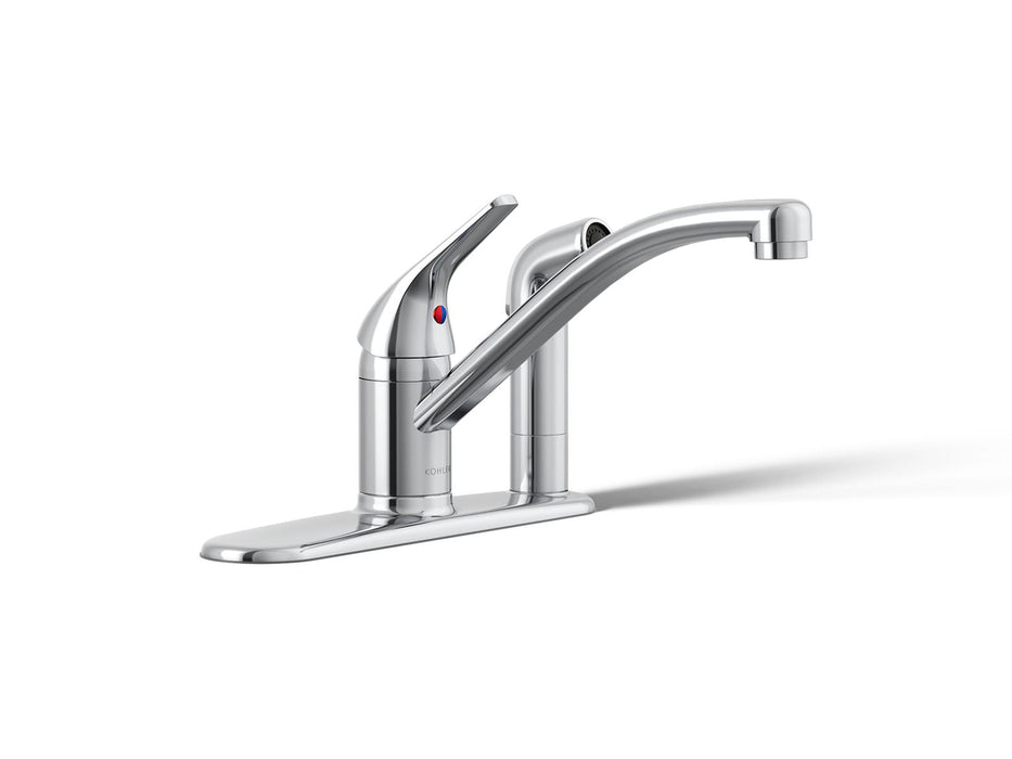 KOHLER K-30615 Jolt Single-handle kitchen sink faucet with side sprayer, polished chrome