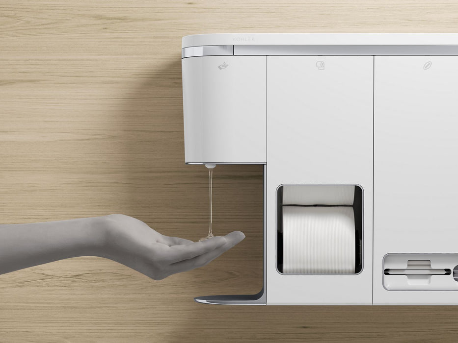 KOHLER K-30666-LWW Clean Haven Hygiene Station with Menstrual Product Dispenser, Left Mount