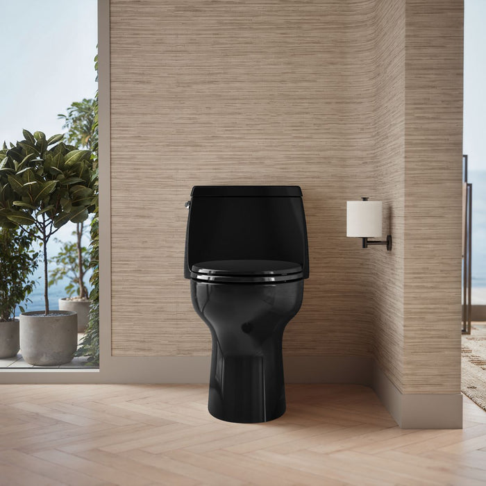 KOHLER K-30811 Santa Rosa One-piece compact elongated 1.6 gpf toilet with Revolution 360 swirl flushing technology, black...