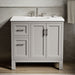 KOHLER K-31244-ASB Quo 36" Bathroom Vanity Cabinet with Sink and Quartz Top, Mohair Grey - Shows close up detail of product i