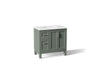 KOHLER K-31244-ASB Quo 36" Bathroom Vanity Cabinet with Sink and Quartz Top, Umbral Green - 3/4 view of product
