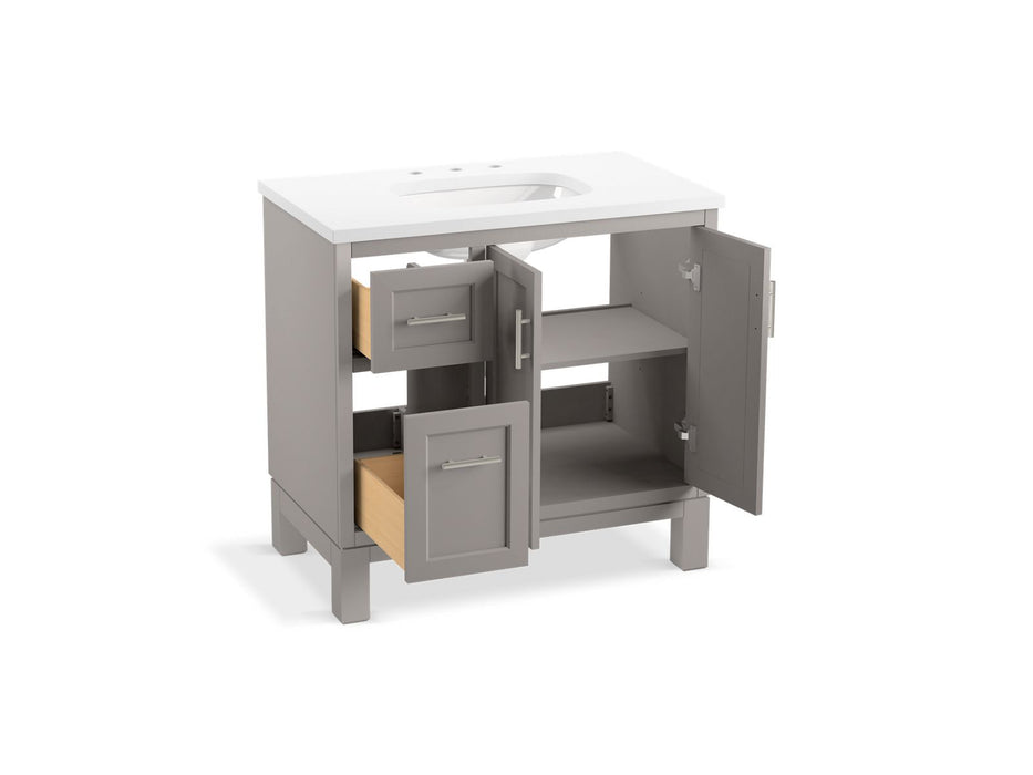 KOHLER K-31244-ASB Quo 36" bathroom vanity cabinet with sink and quartz top