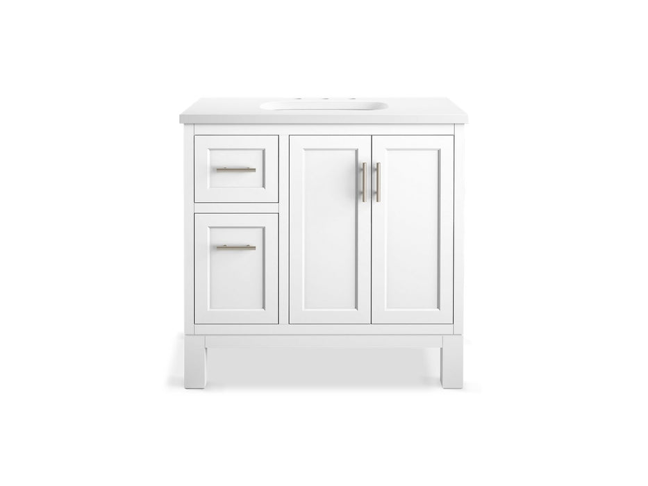 KOHLER K-31244-ASB Quo 36" bathroom vanity cabinet with sink and quartz top