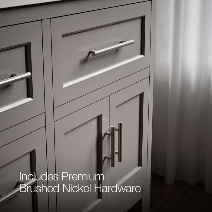 KOHLER K-31246-ASB Quo 60" Bathroom Vanity Cabinet with Sinks and Quartz Top, Mohair Grey - Detail image of a product feature