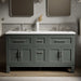 KOHLER K-31246-ASB Quo 60" Bathroom Vanity Cabinet with Sinks and Quartz Top, Umbral Green - Shows close up detail of product