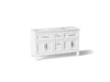 KOHLER K-31246-ASB Quo 60" Bathroom Vanity Cabinet with Sinks and Quartz Top, White - 3/4 view of product