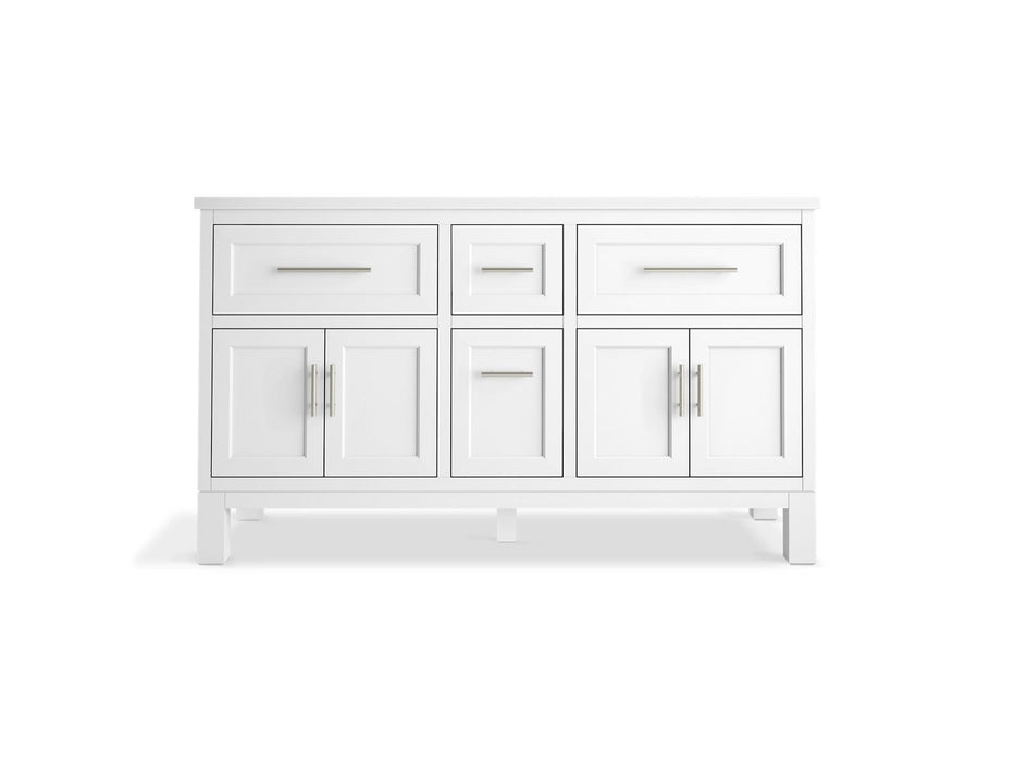 KOHLER K-31246-ASB Quo 60" bathroom vanity cabinet with sinks and quartz top