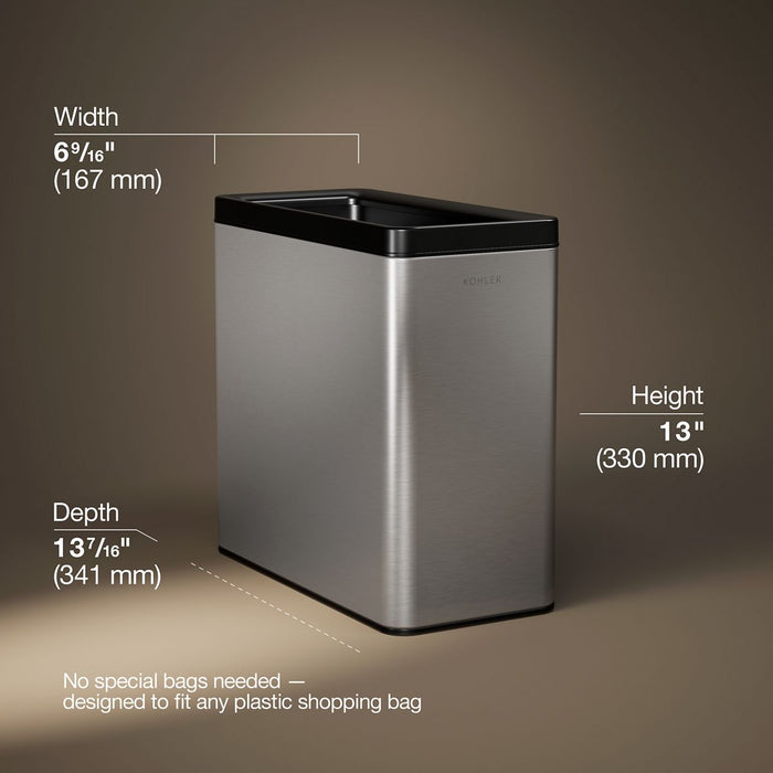 KOHLER K-31313 3-gallon open-top trash can, stainless steel - view 5