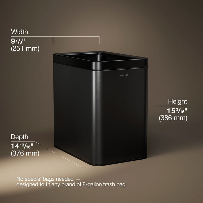 KOHLER K-31314 6-1/2-gallon open-top trash can, black stainless - view 4