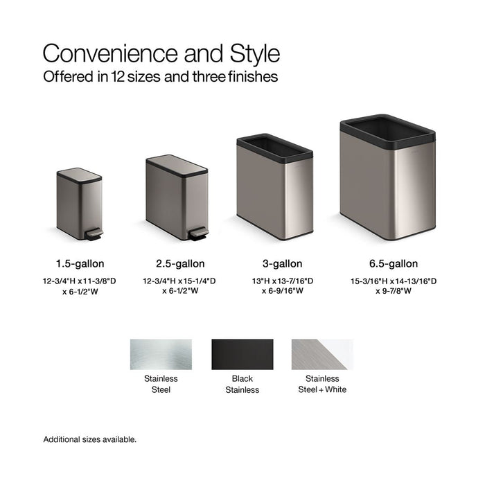 KOHLER K-31314 6-1/2-gallon open-top trash can, stainless steel white - view 5