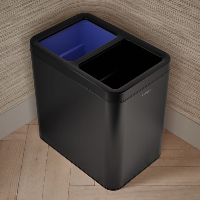 KOHLER K-31315 5-3/4-gallon dual-compartment open-top trash can, black stainless - view 3