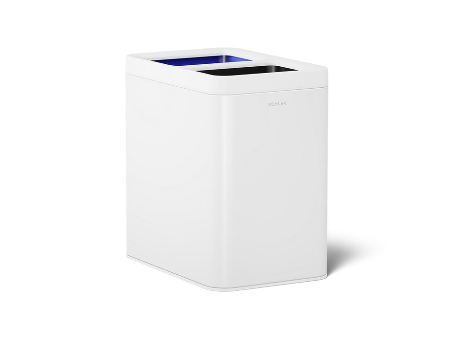 KOHLER K-31315 5-3/4-gallon dual-compartment open-top trash can, stainless steel white