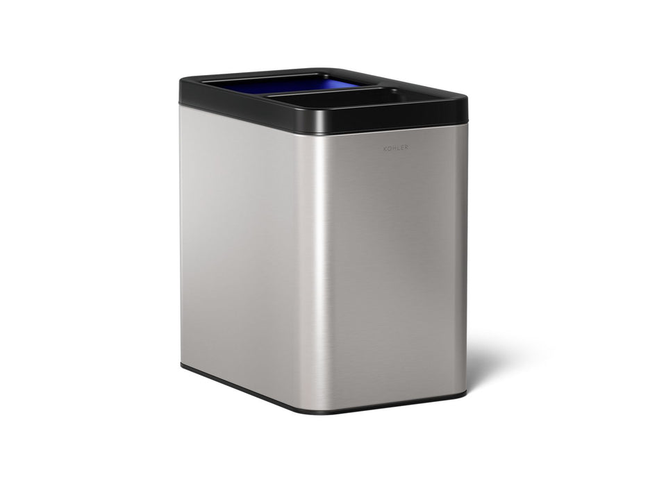 KOHLER K-31315 5-3/4-gallon dual-compartment open-top trash can, stainless steel