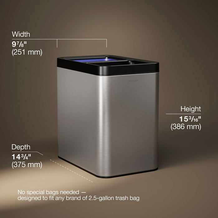 KOHLER K-31315 5-3/4-gallon dual-compartment open-top trash can, stainless steel - view 4
