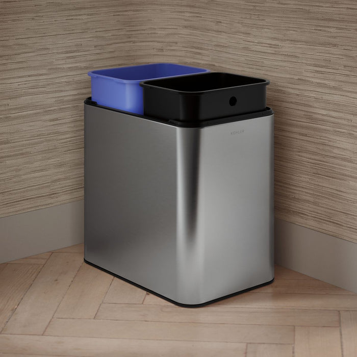 KOHLER K-31315 5-3/4-gallon dual-compartment open-top trash can, stainless steel - view 5