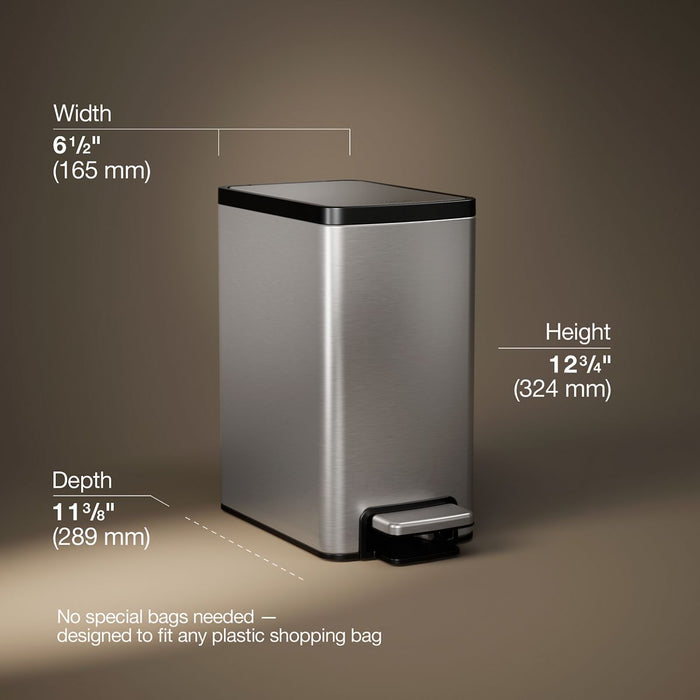KOHLER K-31319 1-1/2-gallon step trash can, stainless steel - view 3