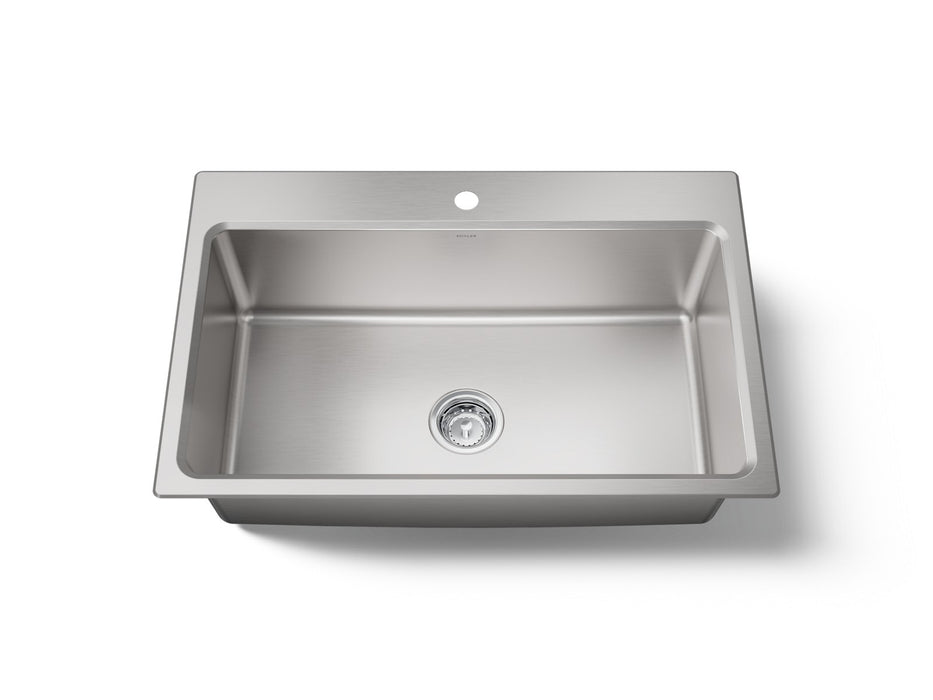 KOHLER K-31466-1 Prologue 33" top-/undermount single-bowl kitchen sink, stainless steel