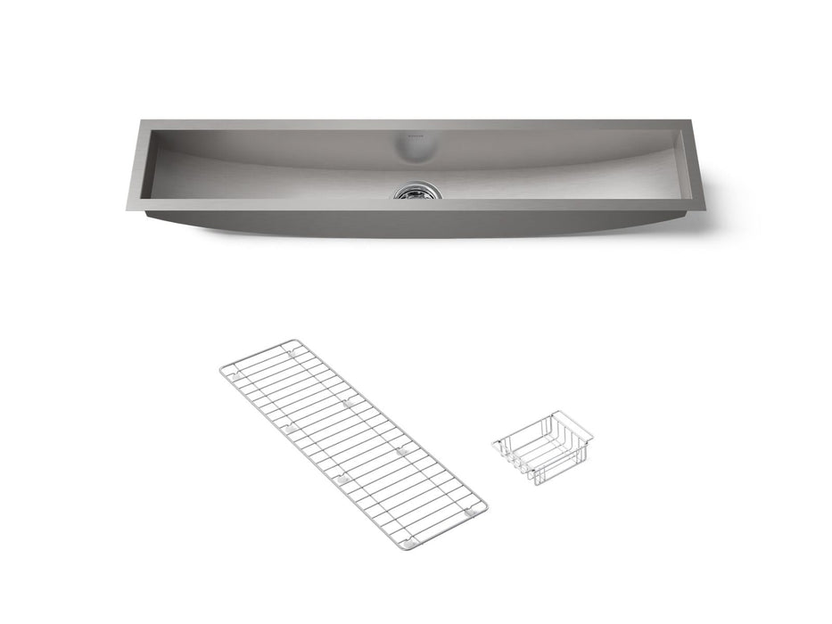 KOHLER K-3156-NA Undertone 43" x 8-1/4" x 6-5/16" Undermount single-bowl trough kitchen sink, includes wire basket and...