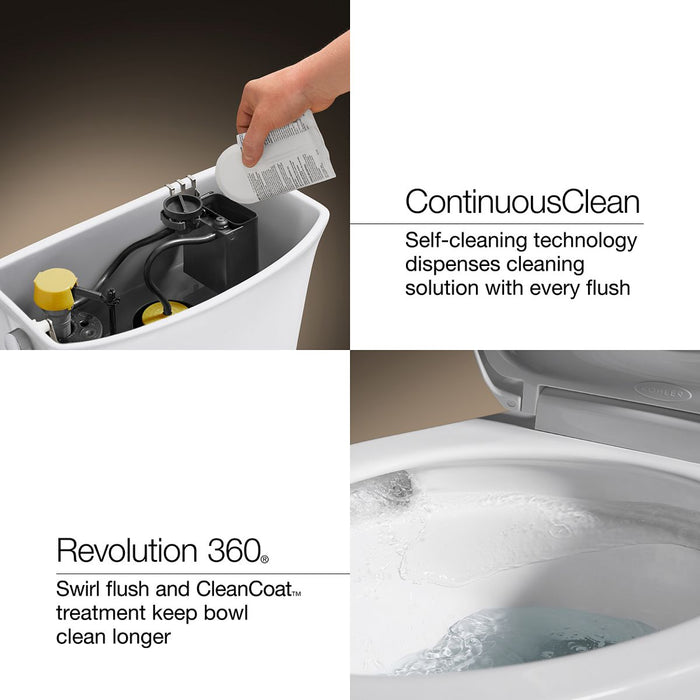 KOHLER K-31644 Cimarron ContinuousClean ST Two-piece Round-front Toilet, 1.28 GPF, White - Detail image of a product feature
