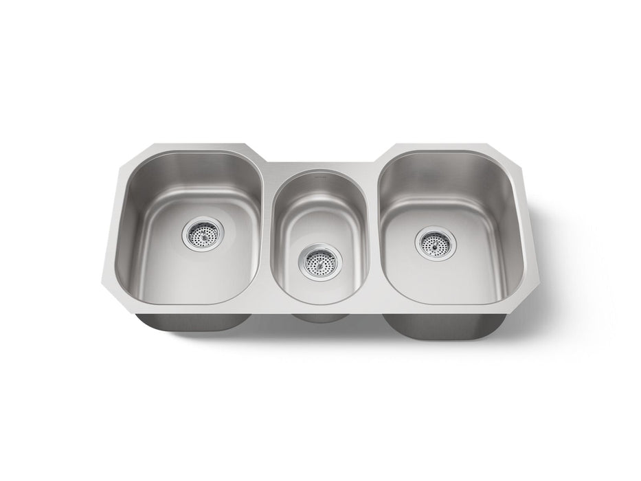 KOHLER K-3166 Undertone 41-3/4" undermount triple-bowl kitchen sink, stainless steel