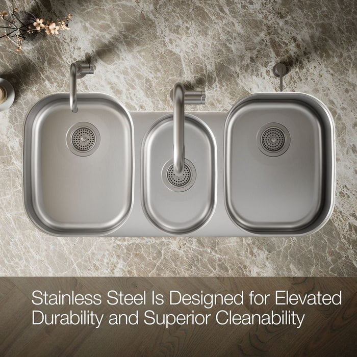 KOHLER K-3166 Undertone 41-3/4" undermount triple-bowl kitchen sink, stainless steel - view 3