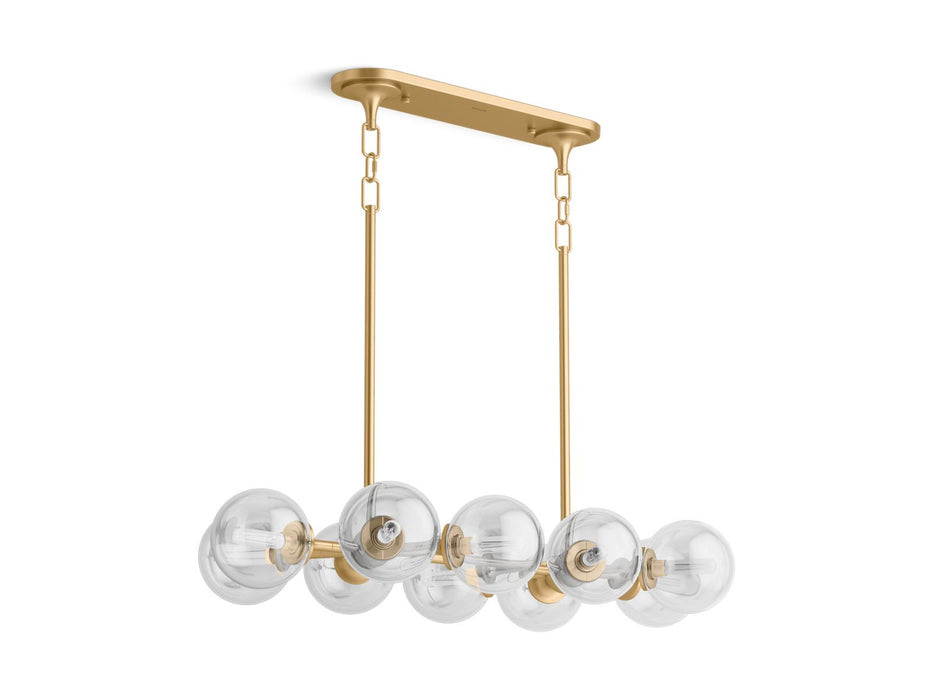 KOHLER K-31766-CH10 Bellera 38" linear chandelier, brushed moderne brass