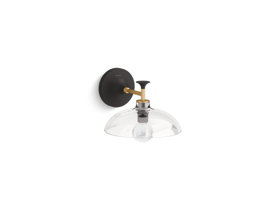KOHLER K-31768-SC01 Tone One-light sconce, black with brass trim