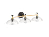 KOHLER K-31770-SC03 Tone Three-light sconce, black with brass trim