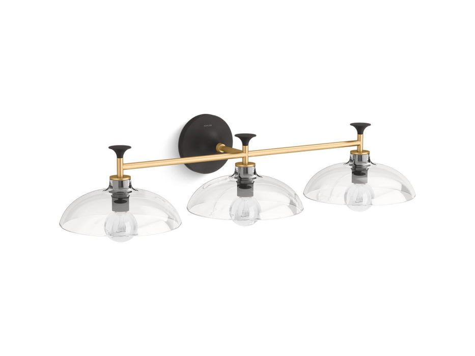 KOHLER K-31770-SC03 Tone Three-light sconce, black with brass trim