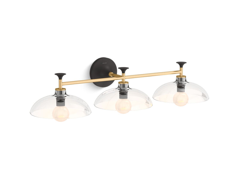 KOHLER K-31770-SC03 Tone Three-light sconce, black with brass trim - view 2