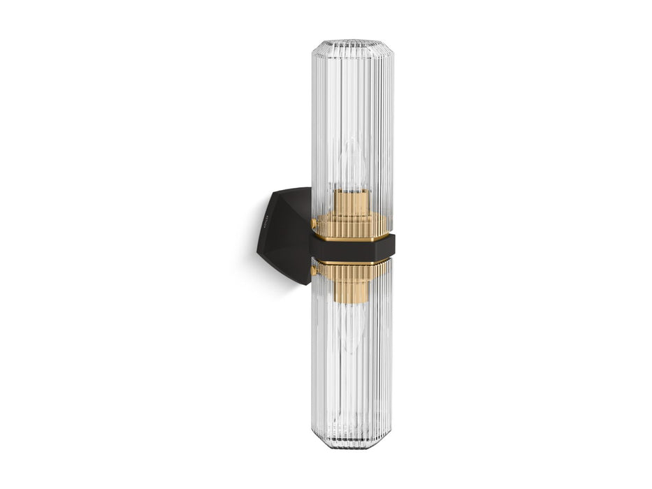 KOHLER K-31777-SC02 Occasion Two-light sconce, black with brass trim