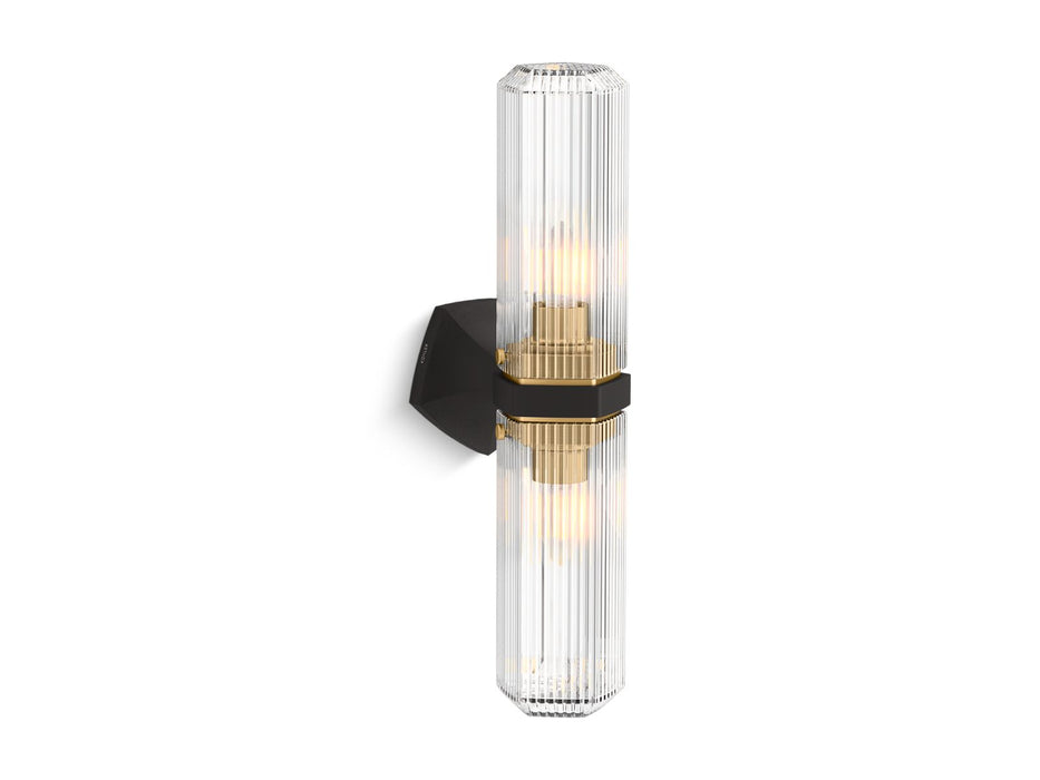 KOHLER K-31777-SC02 Occasion Two-light sconce, black with brass trim - view 2