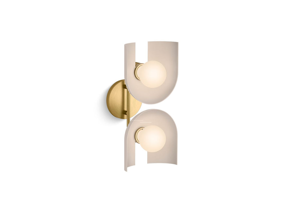 KOHLER K-31783-SC02 Jabot Two-light sconce, biscuit satin with brushed moderne brass - view 2