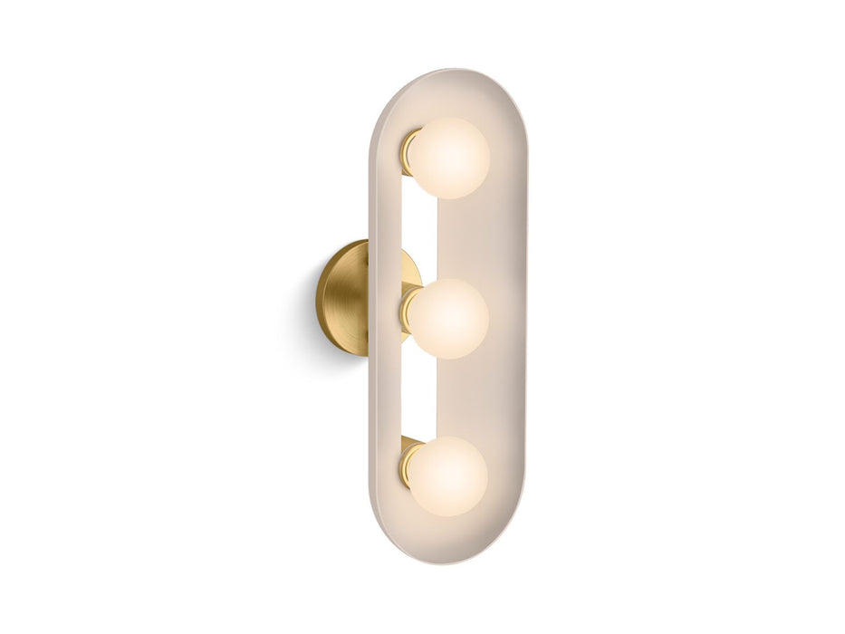 KOHLER K-31784-SC03 Jabot Three-light sconce, biscuit satin with brushed moderne brass - view 2