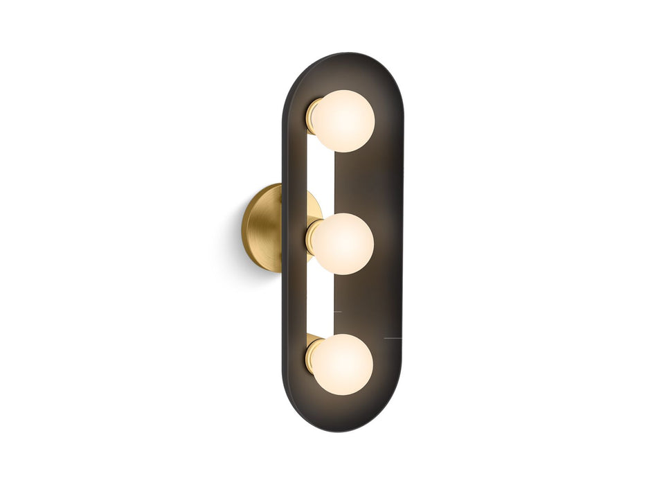 KOHLER K-31784-SC03 Jabot Three-light sconce, black with brass trim - view 2