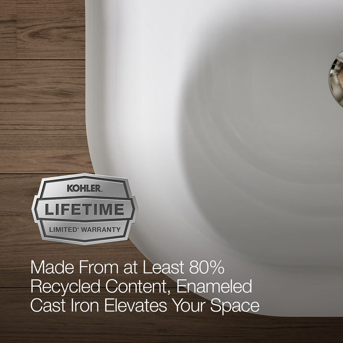 KOHLER K-3200-PAT Brockway 36" wall-mount utility sink, teal exterior with white interior - view 2