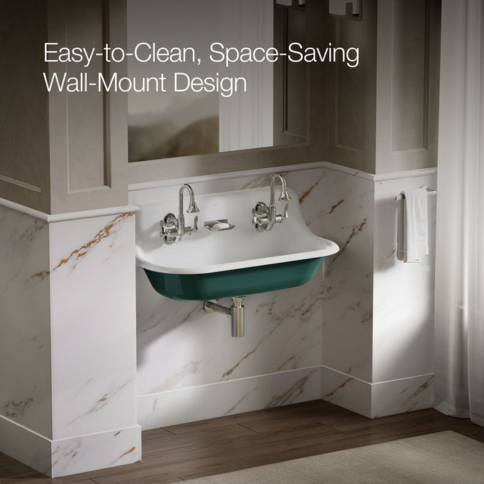 KOHLER K-3200-PAT Brockway 36" wall-mount utility sink, teal exterior with white interior - view 4