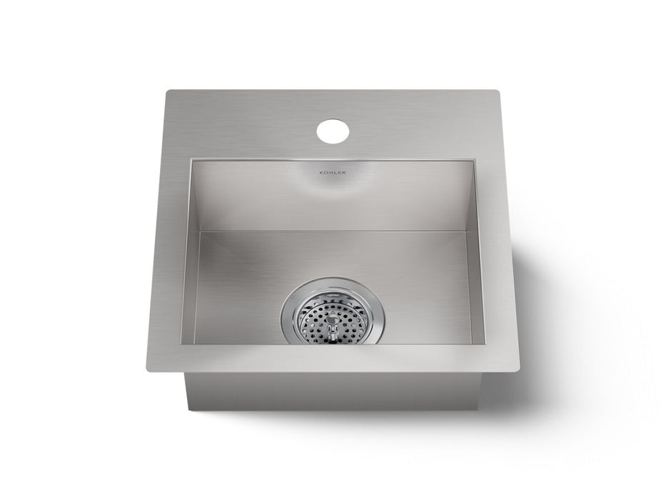 KOHLER K-32027-1 Vault 15" top-/undermount single-bowl bar sink, stainless steel
