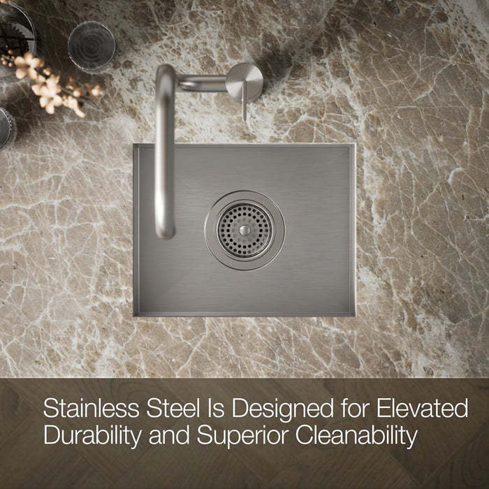 KOHLER K-32027-1 Vault 15" top-/undermount single-bowl bar sink, stainless steel - view 3
